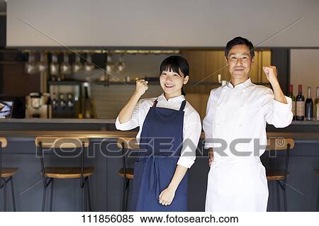 Japanese restaurant staff View Large Photo Image Stock Photography - Japanese restaurant staff. Fotosearch