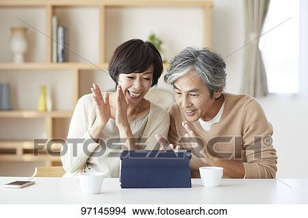 Picture - Japanese senior couple. Fotosearch
