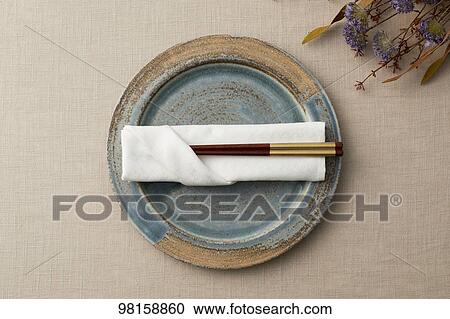 Stock Image - Japanese style tableware. Fotosearch