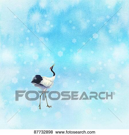 Stock Photo - Japanese style traditional crane illustration. Fotosearch