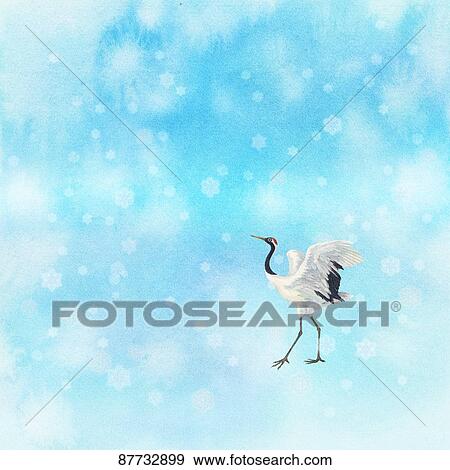 Japanese style traditional crane illustration View Large Photo Image Stock Photo - Japanese style traditional crane illustration. Fotosearch