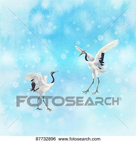 Stock Photograph - Japanese style traditional crane illustration. Fotosearch