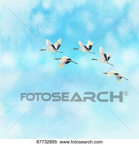 Stock Photography - Japanese style traditional crane illustration. Fotosearch