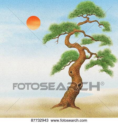 Japanese style traditional tree illustration View Large Photo Image Stock Image - Japanese style traditional tree illustration. Fotosearch