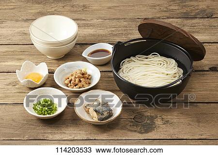 Stock Image - Japanese style Udon noodles. Fotosearch
