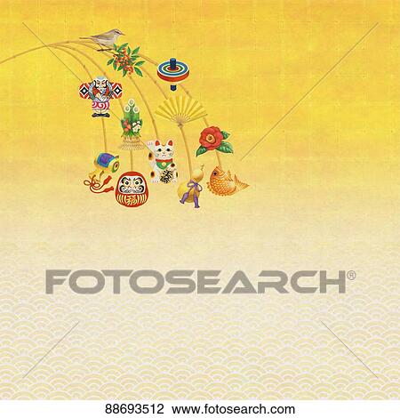 Japanese traditional decorations illustration View Large Photo Image Stock Image - Japanese traditional decorations illustration. Fotosearch