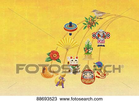 Japanese traditional decorations illustration View Large Photo Image Stock Image - Japanese traditional decorations illustration. Fotosearch