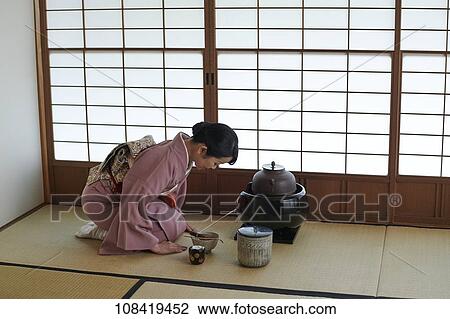 Stock Image - Japanese traditional tea ceremony. Fotosearch