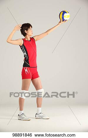 Japanese volley player in the studio View Large Photo Image Stock Photograph - Japanese volley player in the studio. Fotosearch