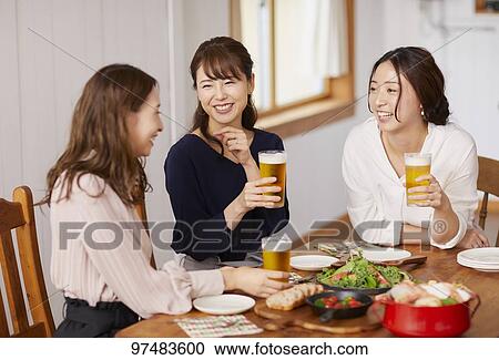 Japanese women having home party View Large Photo Image Stock Image - Japanese women having home party. Fotosearch