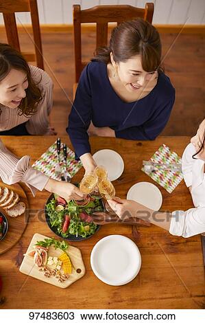 Japanese women having home party View Large Photo Image Stock Image - Japanese women having home party. Fotosearch