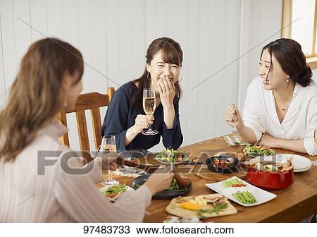 Japanese women having home party View Large Photo Image Stock Image - Japanese women having home party. Fotosearch