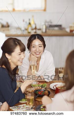 Japanese women having home party View Large Photo Image Stock Image - Japanese women having home party. Fotosearch