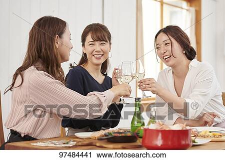Japanese women having home party View Large Photo Image Stock Image - Japanese women having home party. Fotosearch