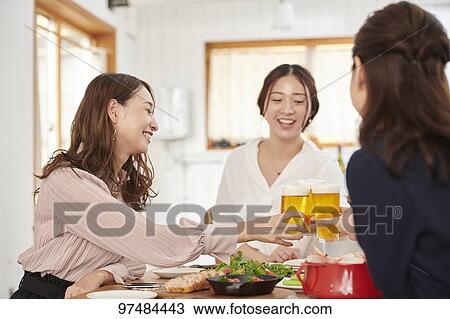 Japanese women having home party View Large Photo Image Stock Image - Japanese women having home party. Fotosearch