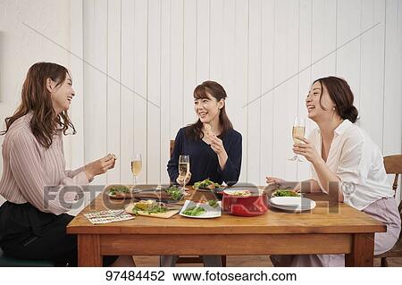 Japanese women having home party View Large Photo Image Stock Image - Japanese women having home party. Fotosearch