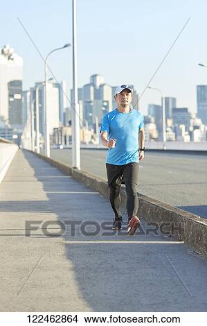 Mature Japanese man training downtown View Large Photo Image Picture - Mature Japanese man training downtown. Fotosearch
