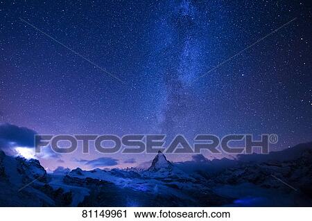 Stock Image - Milky way, Switzerland. Fotosearch