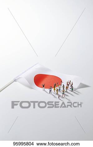 Picture - Miniature figures cheering. Fotosearch