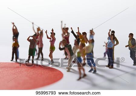 Miniature figures cheering View Large Photo Image Stock Image - Miniature figures cheering. Fotosearch