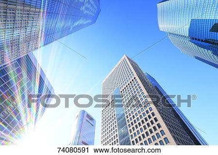 Stock Image - Office buildings and blue sky. Fotosearch