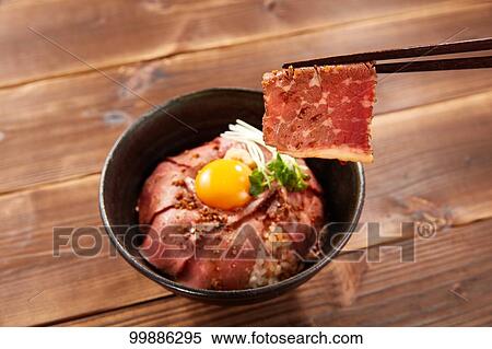 Roast beef rice bowl View Large Photo Image Stock Photography - Roast beef rice bowl. Fotosearch