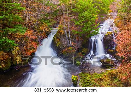 Stock Photo - Ryuzu Falls in the Autumn. Fotosearch