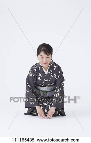 Stock Photography - Senior Japanese woman wearing kimono. Fotosearch