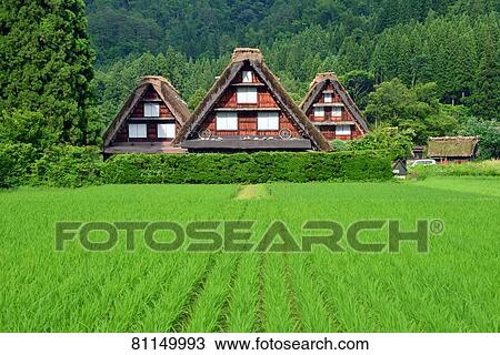 Stock Image - Shirakawa-go Village, Gifu Prefecture, Japan. Fotosearch
