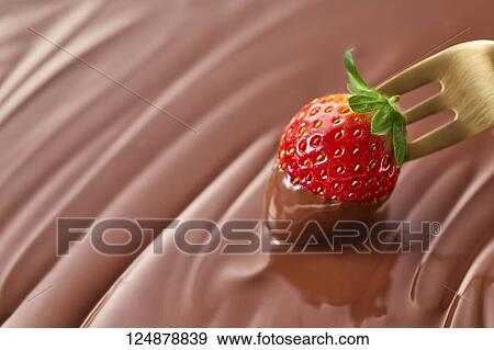 Strawberry on chocolate View Large Photo Image Stock Photo - Strawberry on chocolate. Fotosearch