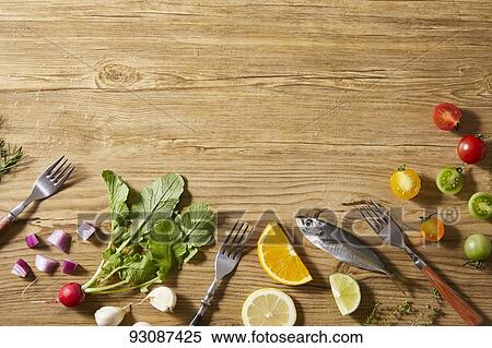 Stock Photography - Top down view of ingredients on a table. Fotosearch