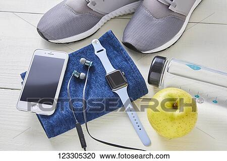Training and diet equipment View Large Photo Image Stock Image - Training and diet equipment. Fotosearch