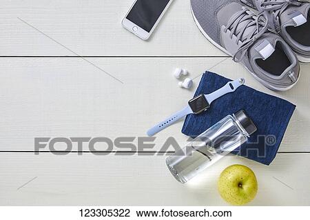 Stock Image - Training and diet equipment. Fotosearch