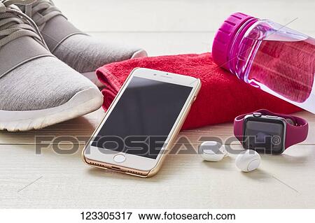 Training and diet equipment View Large Photo Image Stock Photo - Training and diet equipment. Fotosearch