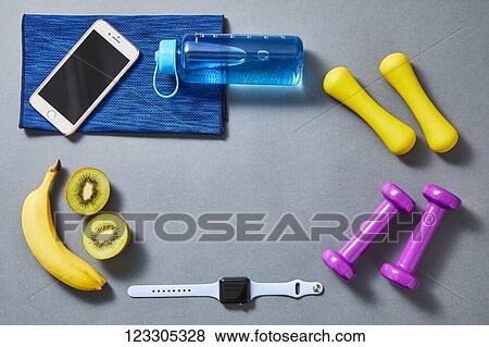 Training and diet equipment View Large Photo Image Stock Photo - Training and diet equipment. Fotosearch