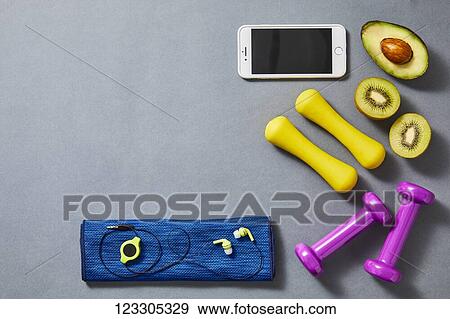 Training and diet equipment View Large Photo Image Stock Photo - Training and diet equipment. Fotosearch