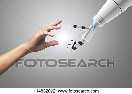 Woman and robot hands View Large Photo Image Stock Image - Woman and robot hands. Fotosearch