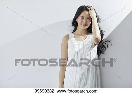 Stock Image - Young Japanese woman portrait. Fotosearch