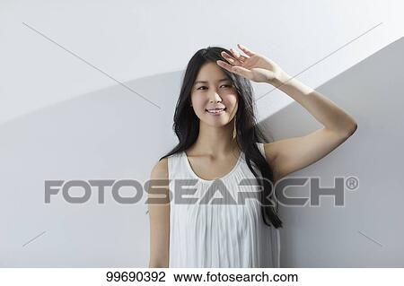 Stock Image - Young Japanese woman portrait. Fotosearch