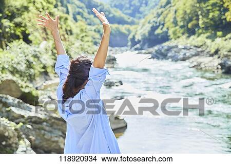 Picture - Young Japanese woman traveling in Kyoto. Fotosearch