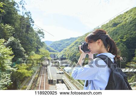 Young Japanese woman traveling in Kyoto View Large Photo Image Stock Photography - Young Japanese woman traveling in Kyoto. Fotosearch