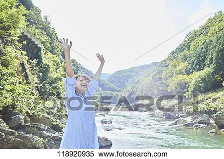 Stock Photography - Young Japanese woman traveling in Kyoto. Fotosearch