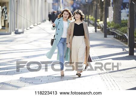 Young Japanese women downtown Tokyo View Large Photo Image Stock Image - Young Japanese women downtown Tokyo. Fotosearch