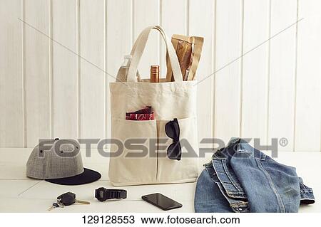 Baguette And Bottles In Tote Bag View Large Photo Image Stock Image - Baguette And Bottles In Tote Bag. Fotosearch