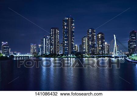Bridge In The City At Night View Large Photo Image Stock Image - Bridge In The City At Night. Fotosearch