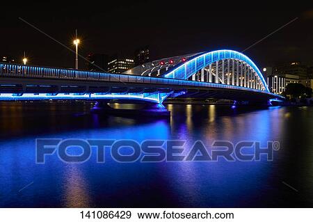 Bridge In The City At Night View Large Photo Image Stock Photo - Bridge In The City At Night. Fotosearch