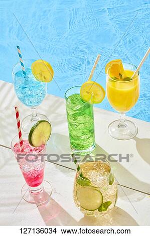 Picture - Cocktails At The Poolside. Fotosearch