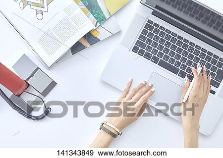 Stock Photo - Desk Work With A Keyboard. Fotosearch