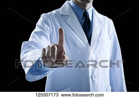 Stock Image - Doctor on black background. Fotosearch