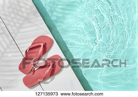 Flip-Flops At The Poolside View Large Photo Image Stock Image - Flip-Flops At The Poolside. Fotosearch